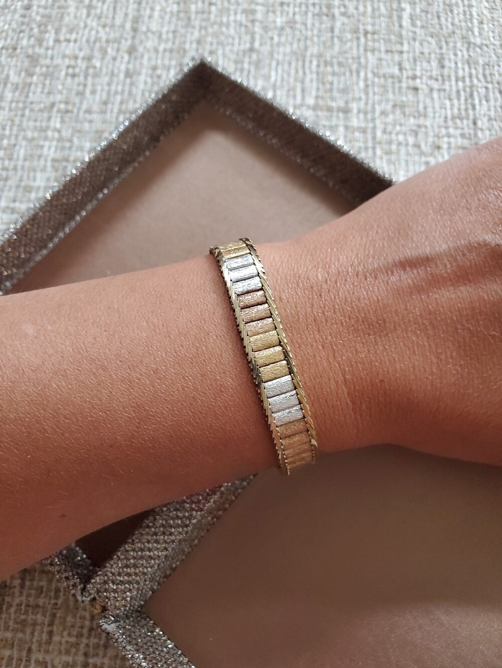 Vintage Sterling Gold Plated Multi-Tone Omega Bracelet